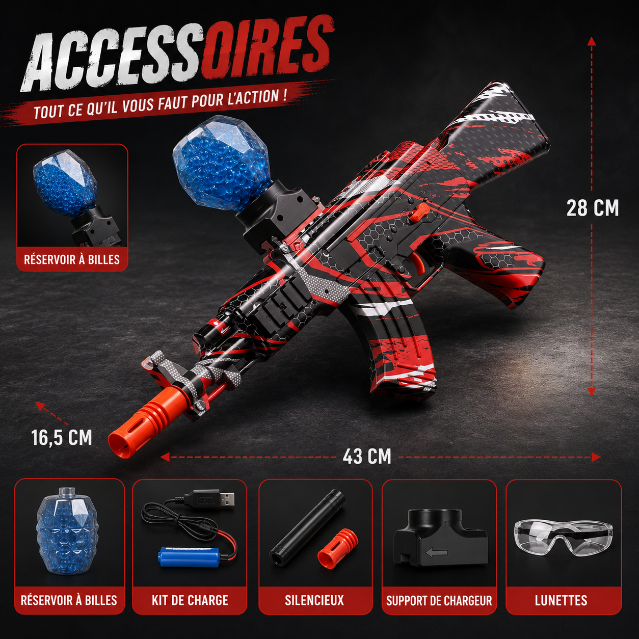 Fusil AK47 Électrique à Billes – Kit Accessoires Complet Rechargeable USB