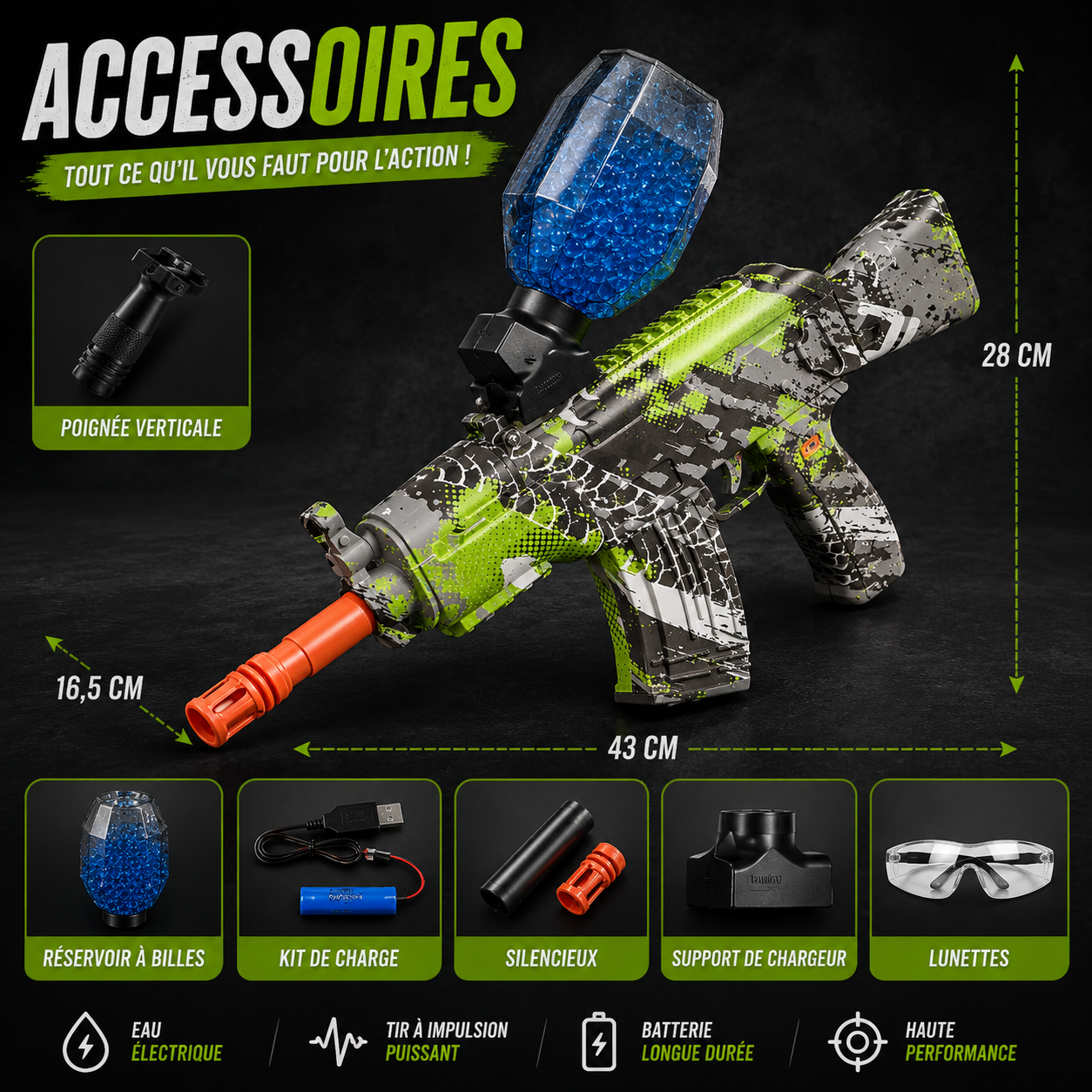 Fusil AK47 Électrique à Billes – Kit Accessoires Complet Rechargeable USB