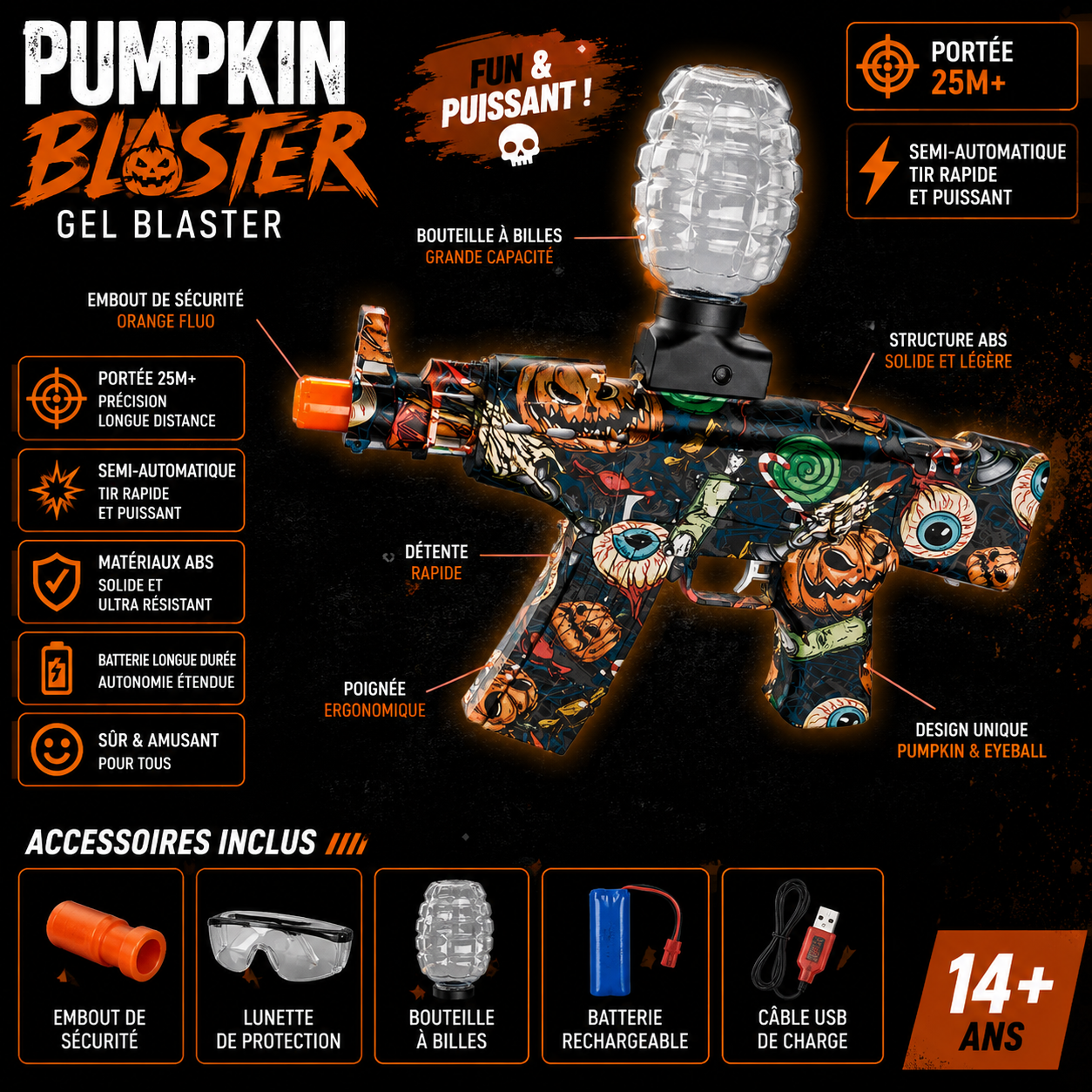 Electric Gel Ball AKM-47 Rifle – 20,000 Gel Balls and Goggles Included