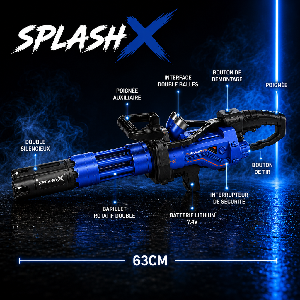 Gel Ball Gatling Gun - Dual Rotating Barrel Automatic Firing Rechargeable