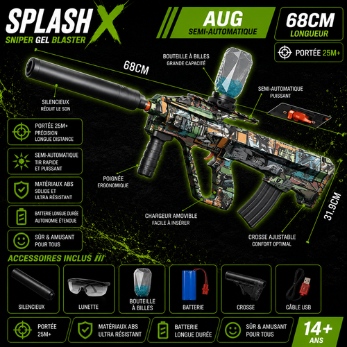 Gel Ball Blaster AUG Electric - USB Rechargeable Automatic Shooting