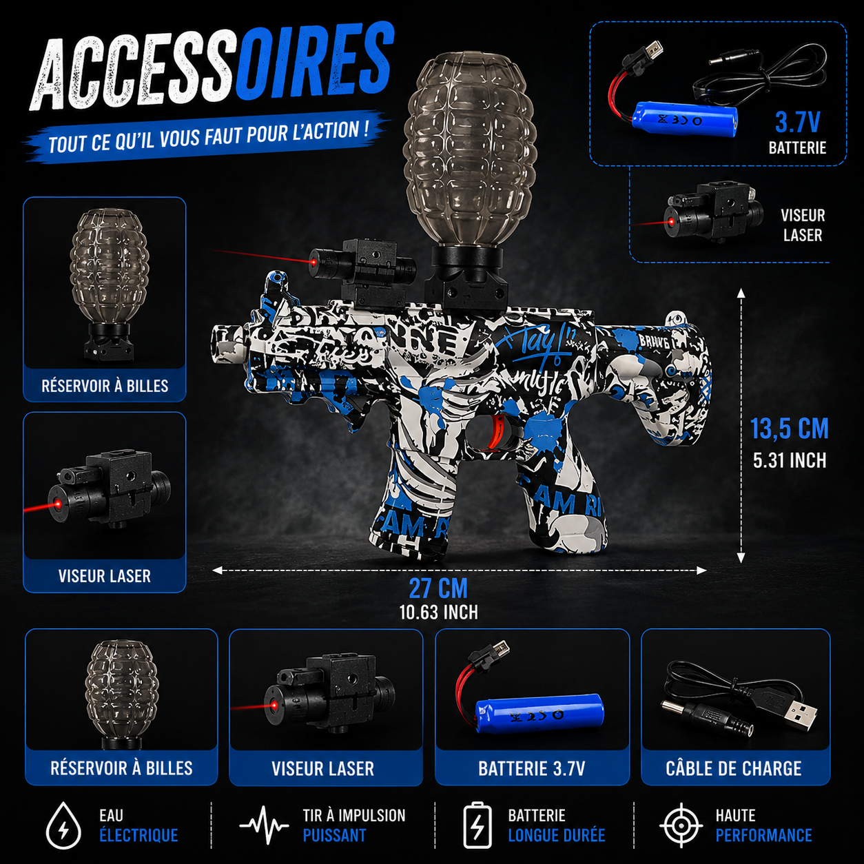 Infrared Electric Gel Blaster – AK47 / MP7 / M416 USB Rechargeable