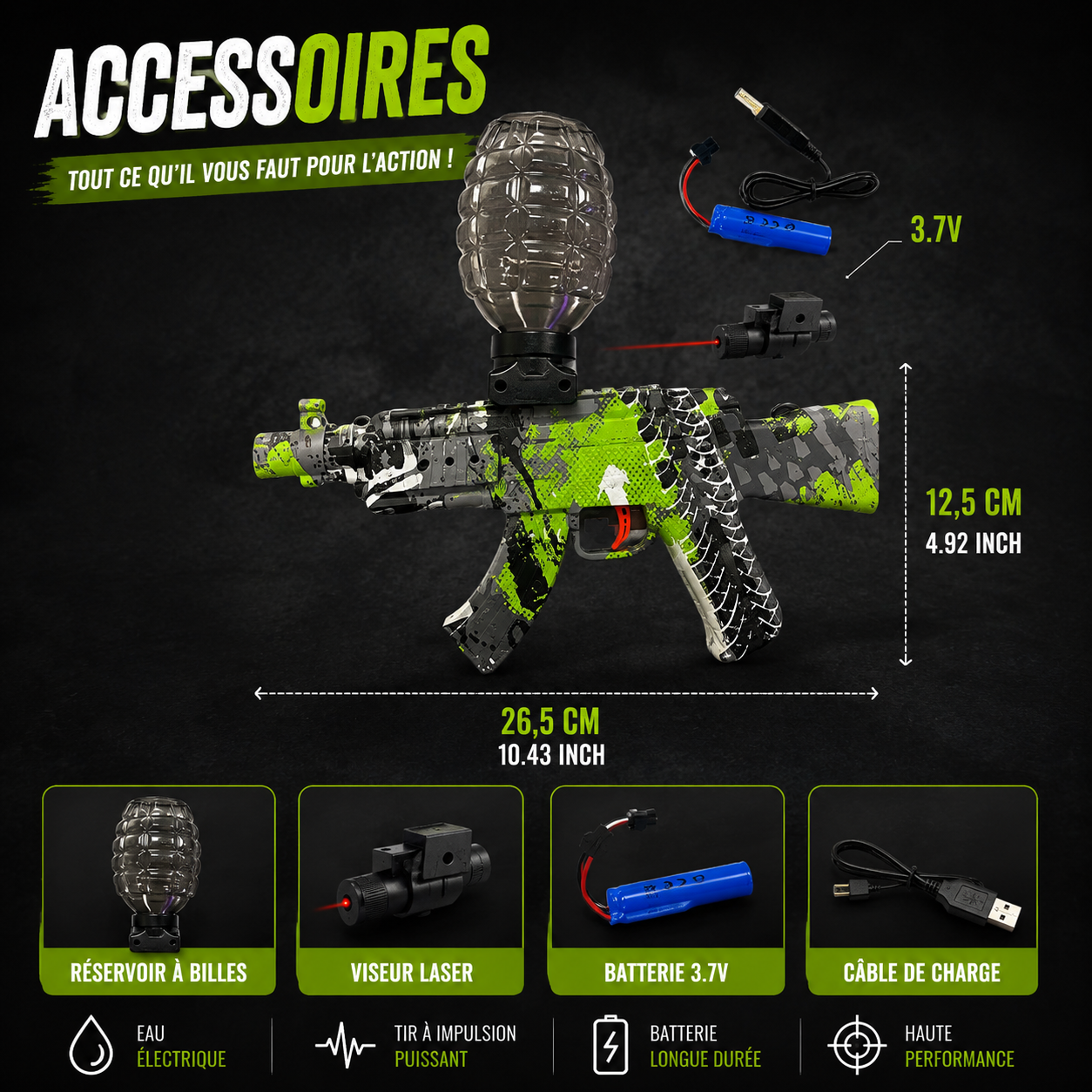 Infrared Electric Gel Blaster – AK47 / MP7 / M416 USB Rechargeable