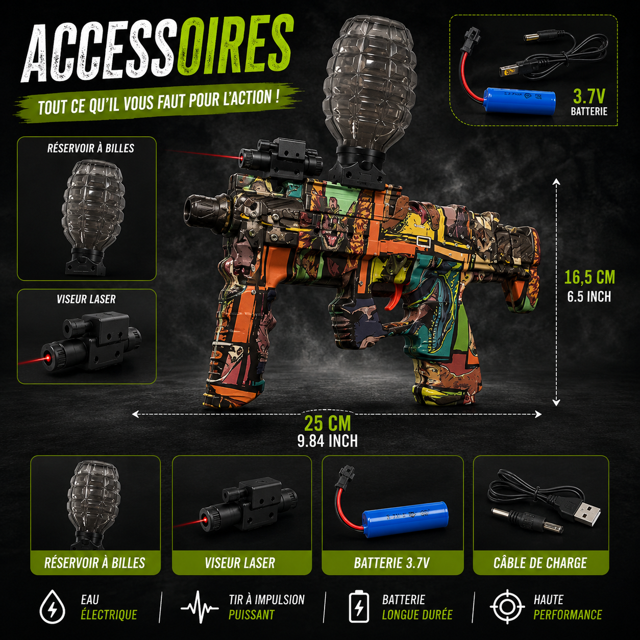 Infrared Electric Gel Blaster – AK47 / MP7 / M416 USB Rechargeable