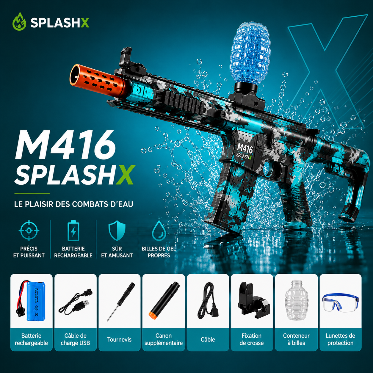 M416 Electric Gel Ball Blaster – Rechargeable Automatic Shooting