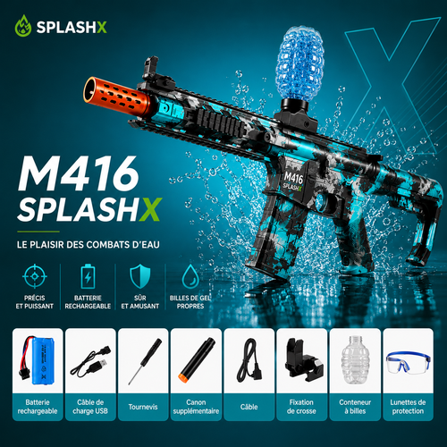 Fusil M416 Électrique à Billes de Gel – Tir Automatique Rechargeable