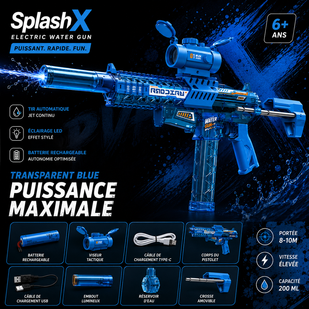 MK9 Electric Water Gun – Automatic Suction Flashlight 7-9M