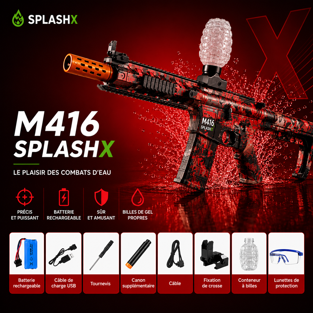 M416 Electric Gel Ball Blaster – Rechargeable Automatic Shooting