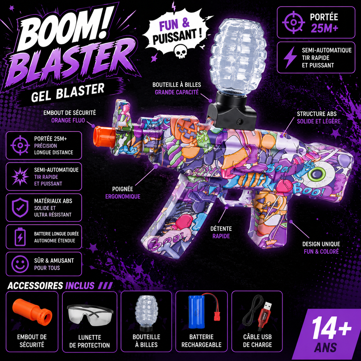 Electric Gel Ball AKM-47 Rifle – 20,000 Gel Balls and Goggles Included