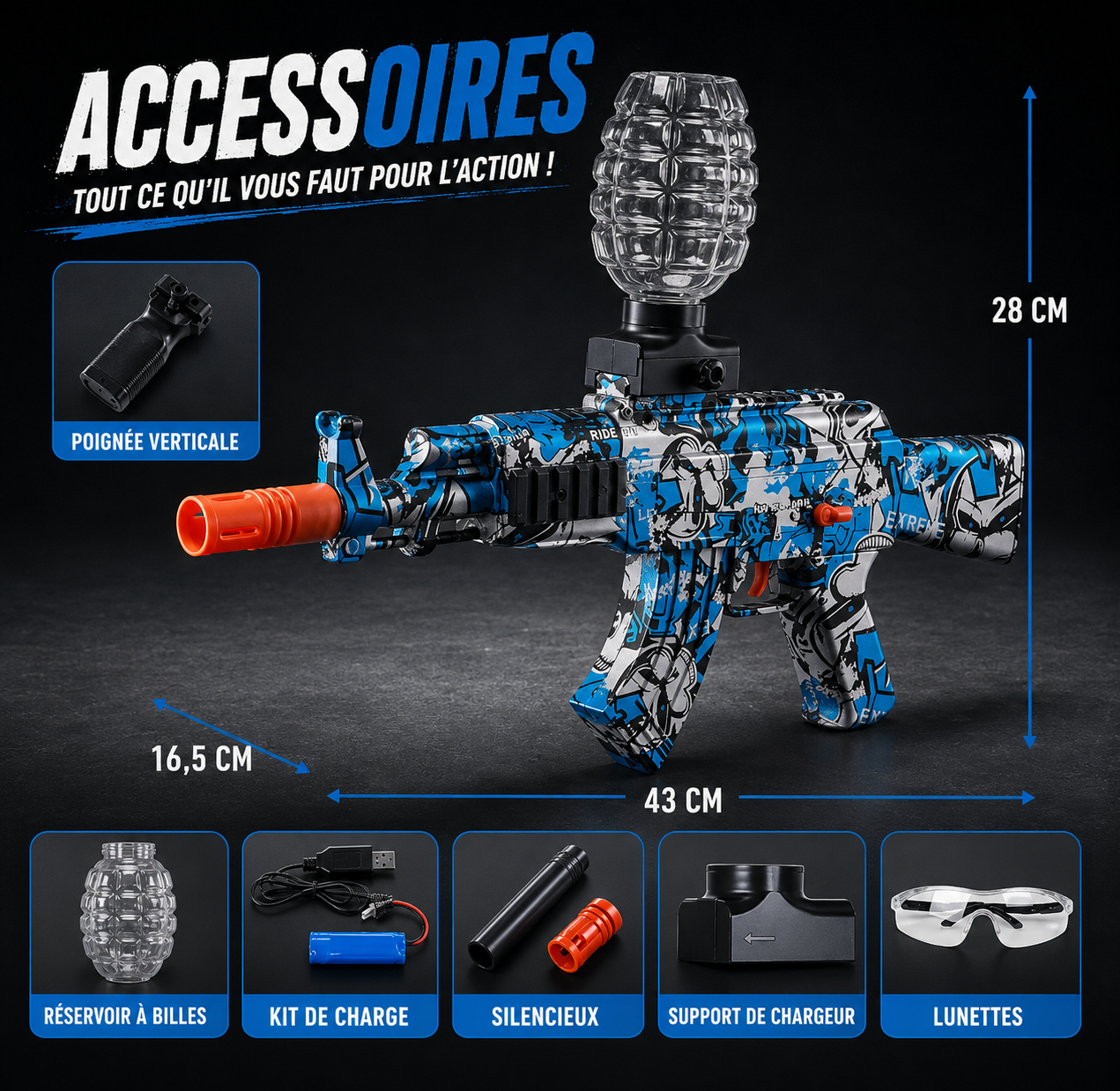 Fusil AK47 Électrique à Billes – Kit Accessoires Complet Rechargeable USB
