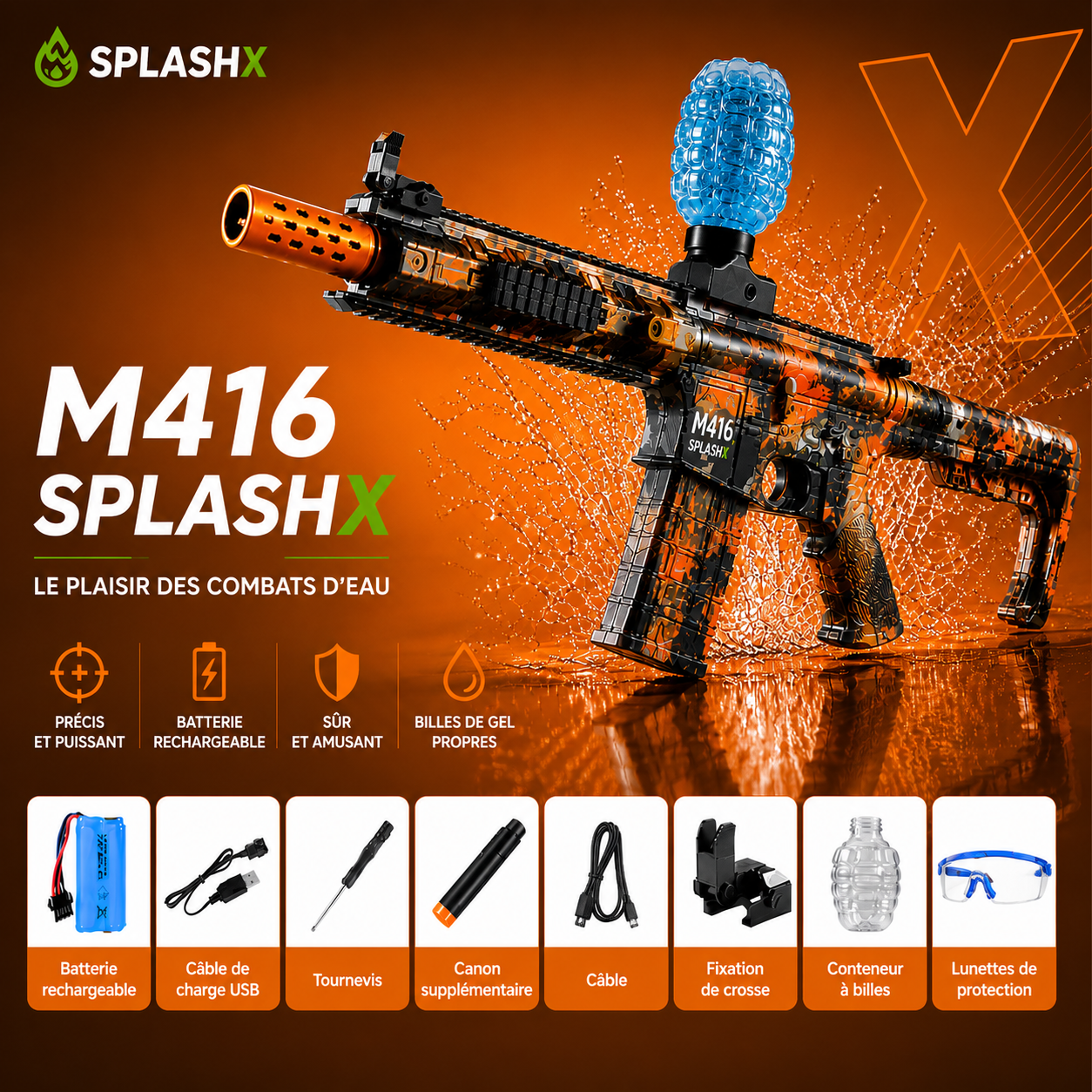 M416 Electric Gel Ball Blaster – Rechargeable Automatic Shooting