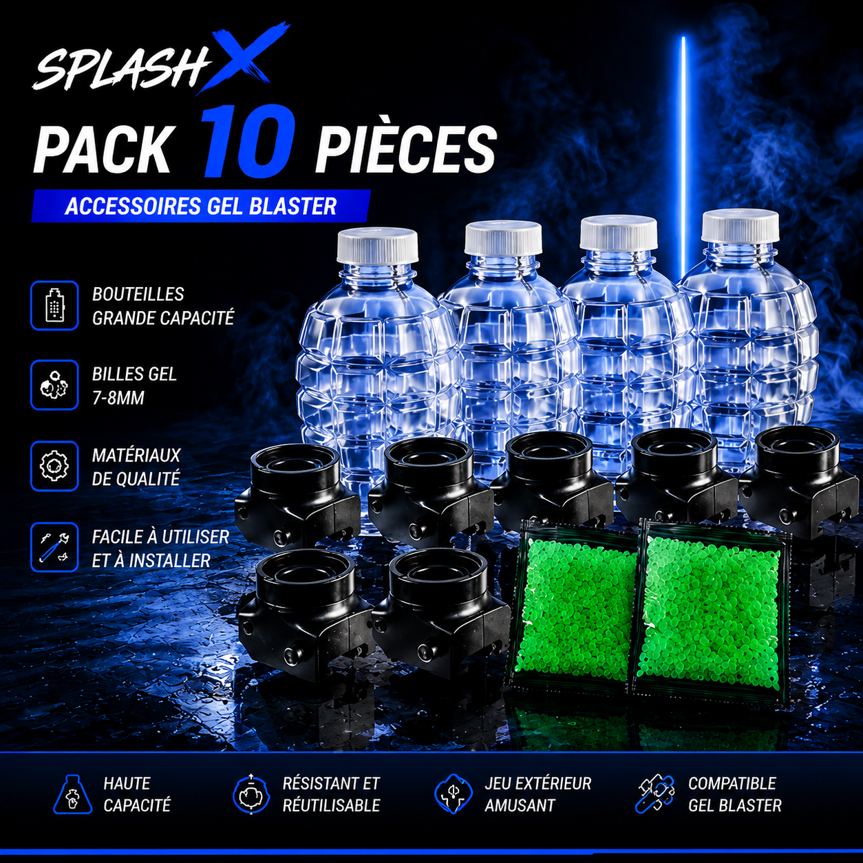 Grenade Bottle Kit + Glow-in-the-Dark Gel Balls – 7-8mm UV Rechargeable