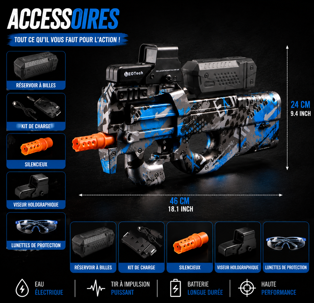 P90 Electric Gel Ball Blaster – Automatic Firing Rechargeable Accessories Kit