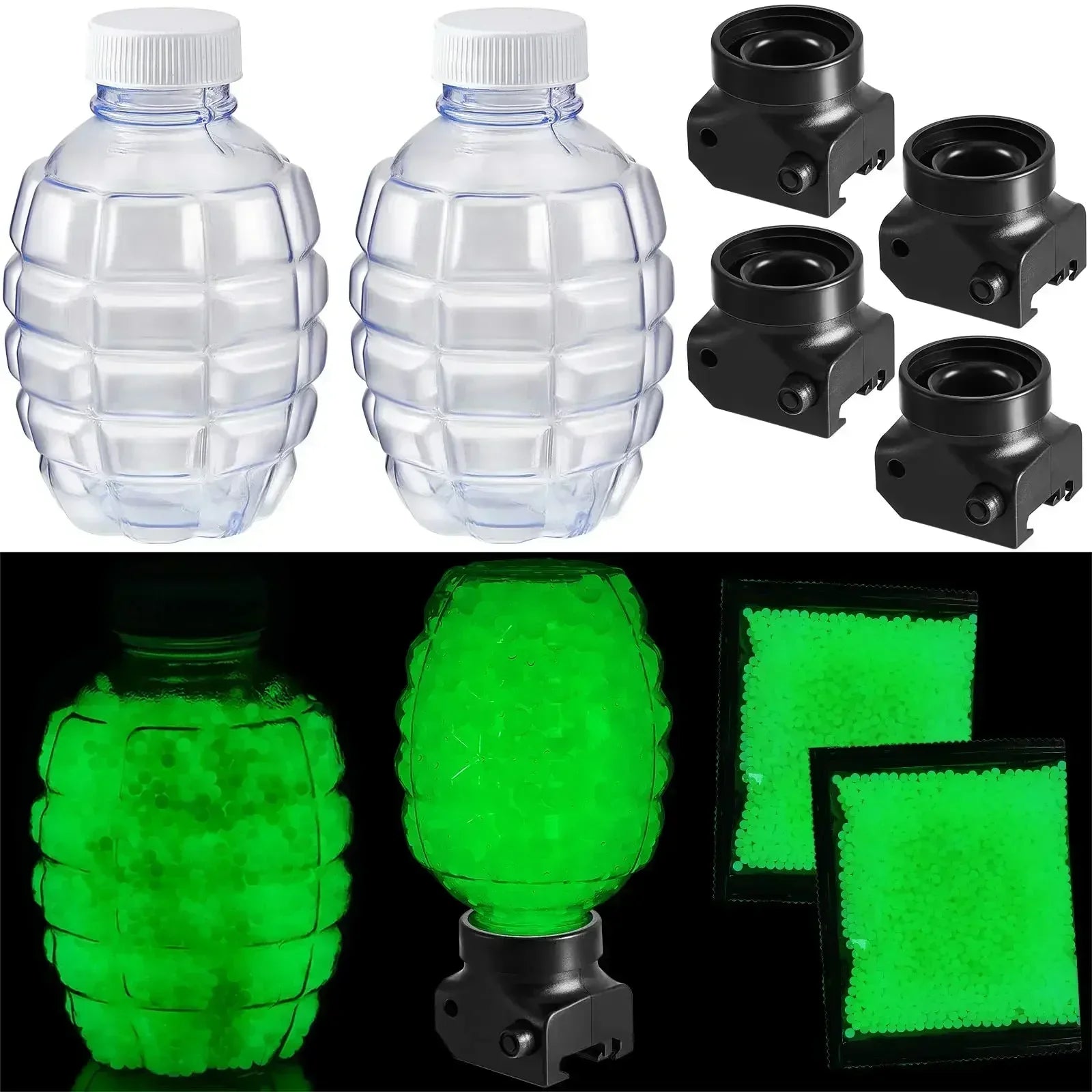 7-8mm Fluorescent Gel Bead Kit – Grenade Bottles and Holders Included