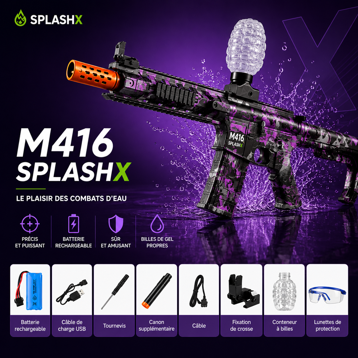 M416 Electric Gel Ball Blaster – Rechargeable Automatic Shooting